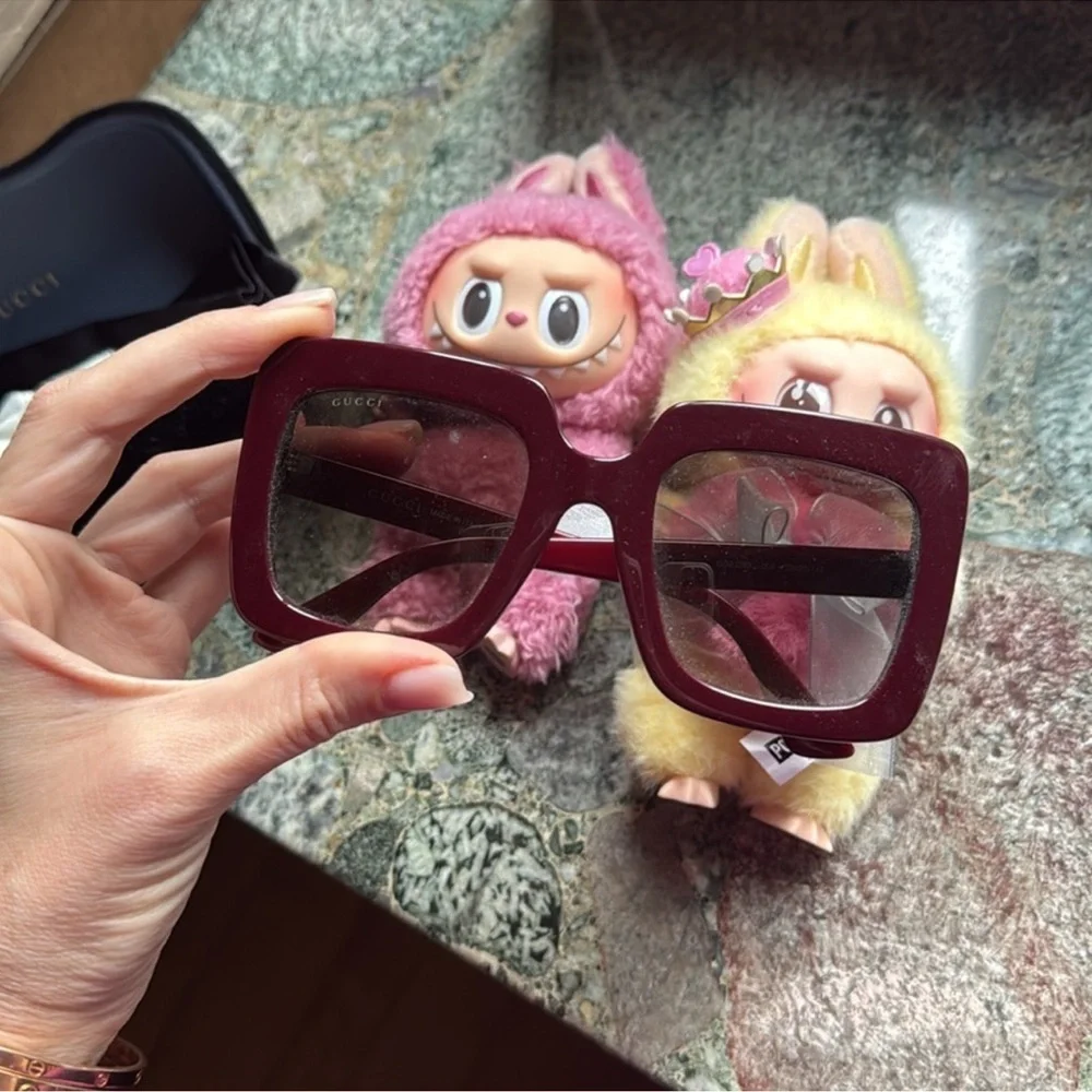 Gucci Burgundy Square Oversized Sunglasses